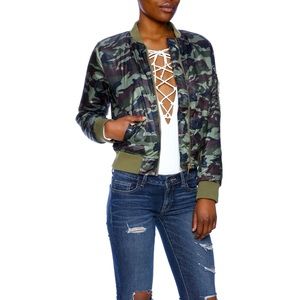 36 Point 5 Reversible Camouflage Zip Up Bomber Jacket Womens Size L